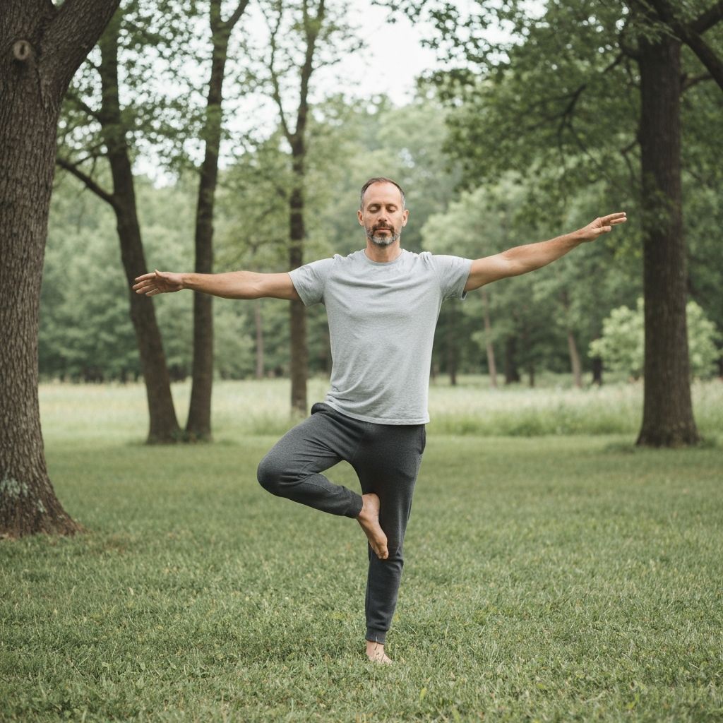 Man practicing mindful balance exercises